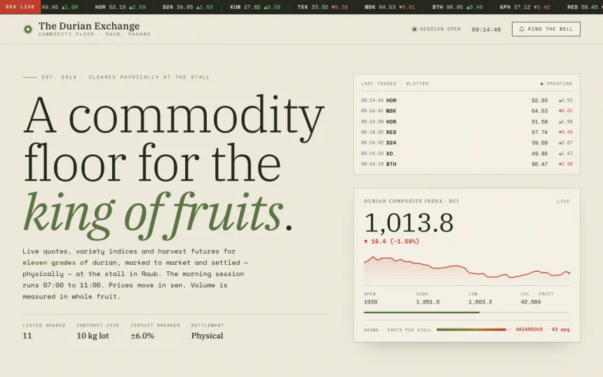 The Durian Exchange — design study